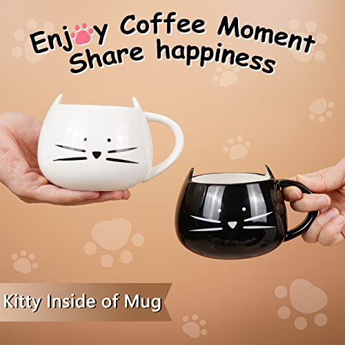 Juego de 2 Mugs de Cerámica para Café Gatitos Blanco y Negro miniatura 4