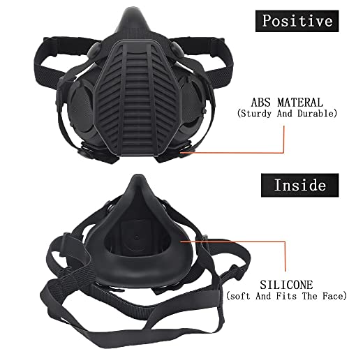 OAREA Taktische Atemschutzmaske halbe Gesichtsgasmaske Austauschbarer Filter for militärische Jagd Airsoft Paintball CS Spielausrüstung (Color : MA-119-BK)