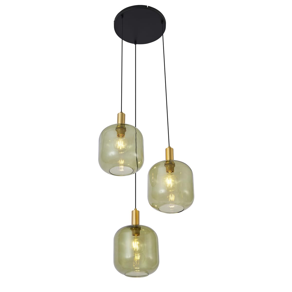 Qazqa art déco lámpara colgante con pantalla (3 luces) negro Zuzanna