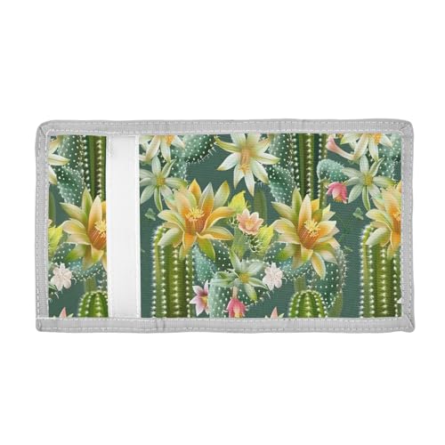 ALAZA Kids Wallets for Boys Girls Toddler Trifold Wallet Children Small Green Cactus Flowers with Zipper Coin Pocket2