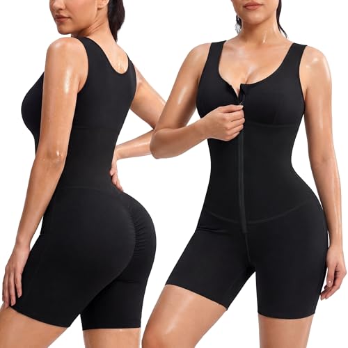 Junlan Waist Trainer for Women - Sauna Suit Women Full Boday Sauna Shirt for Working Out(Black Large)