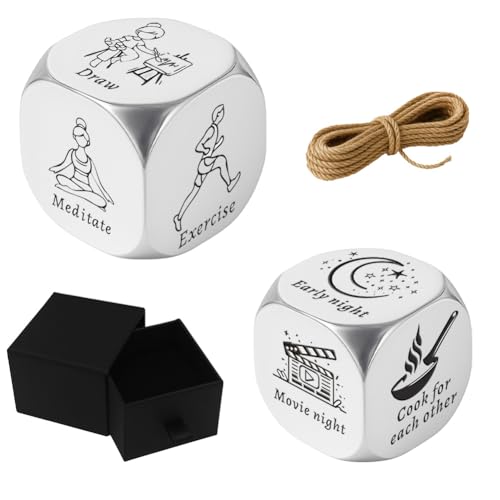 UNICRAFTALE 2 Stück 2 Stile Lustige Aktivitätswürfel Edelstahl Wochenend Routine Entscheidungswürfel Paaraktivitäten Date Night Jubiläum Stahlwürfel Geschenke Valentinstag Für Frauen Männer