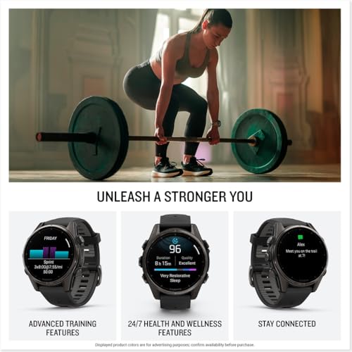 Image of Garmin fēnix 8 - 43mm, AMOLED, Sapphire, Premium Multisport GPS Smartwatch, Long-Lasting Battery Life, Dive-Rated, Built-in LED Flashlight, Carbon Gray DLC Titanium with Pebble Gray Band