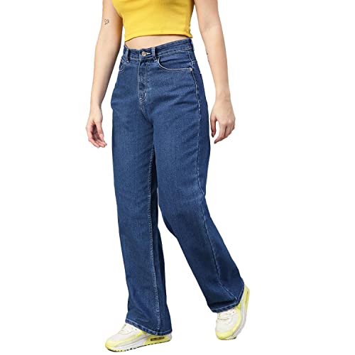Image of KOTTY Women's High Rise Cotton Lycra Blend Ankle Length Relaxed Fit Jeans