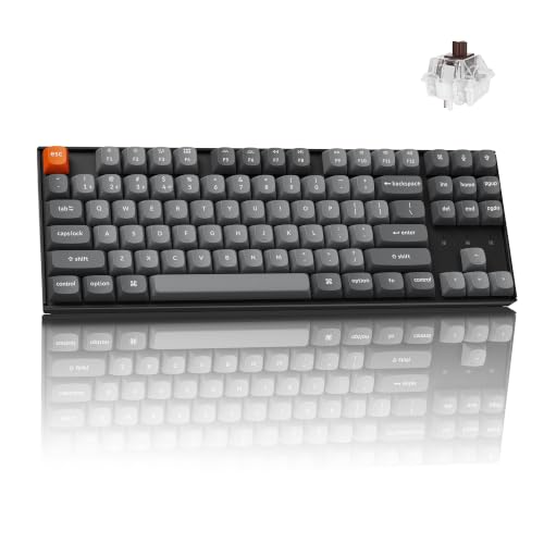 Image of Keychron K8 Max TKL Mechanical Keyboard Wireless, 87 Keys QMK 2.4 GHz /Bluetooth 5.1 /Wired Connection, White Backlit with Programmable Keychron Super Brown Switch for macOS Windows Linux