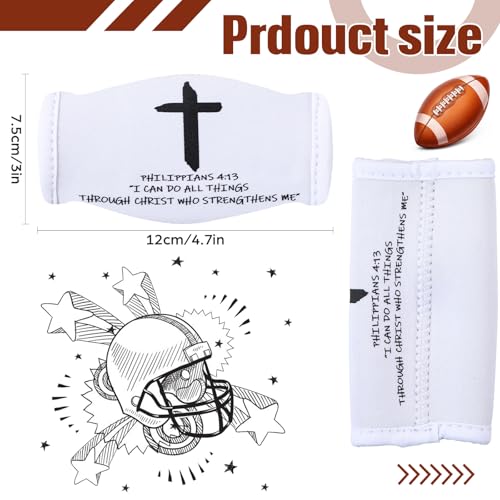 Flutesan 8 Pcs Cross Faith Football Chin Strap Cover Football Helmet Chin Pad Cover Compatible with Virtually All Rugby Helmets for Youth Adult (White)
