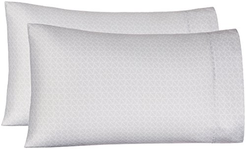 AmazonBasics Light-Weight Microfiber Pillowcases - 2-Pack, King, Grey Crosshatch