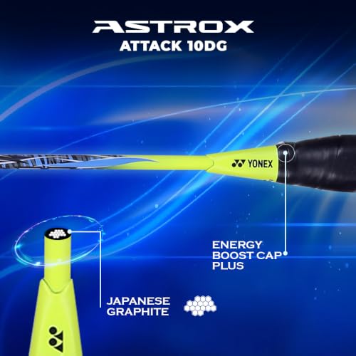 Image of Yonex Astrox Attack 10DG Ultra Strong| Made with Japanese Graphite|Strung Badminton Racquet with Full Cover (80 Grams - 32 Lbs, Safety Yellow)