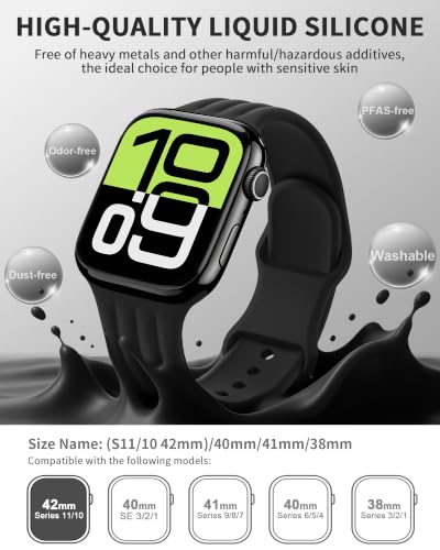 AMSKY 3D Wave Silicone Apple Watch Sport Band (38-49mm, Various Colors) - image 2