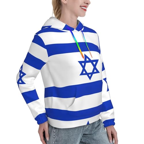 Sweat à capuche drapeau israélien imprimé tendance extensible pour femme