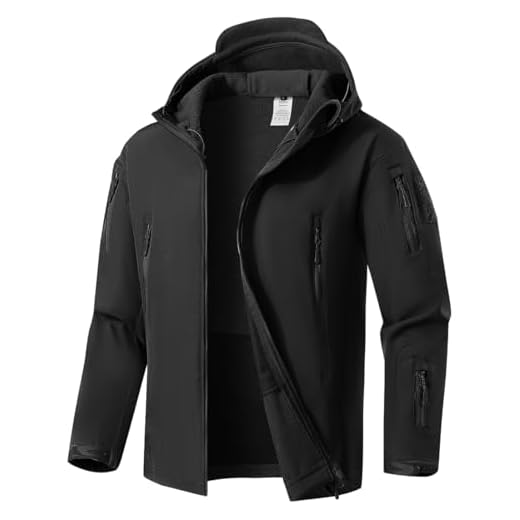 Veste WINKEEY Homme Manteau Automne Hiver imperméable Veste de Pluie Camouflage(S, Noir)