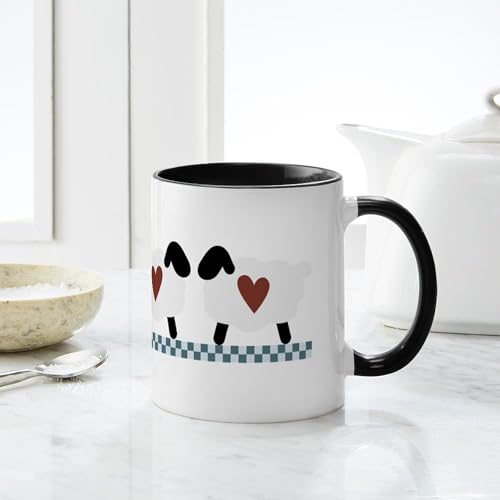 Taza de cerámica 11 oz con borde de ovejas miniatura 6