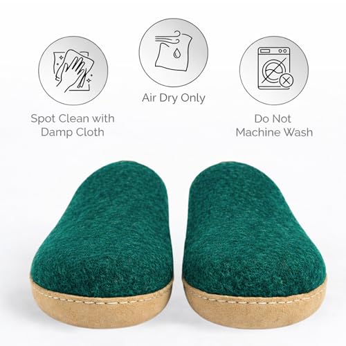 Image of Wool Felt Mule Slippers for Women & Men, Handmade 100% Natural Wool Backless House Shoes with Premium Suede Sole, Warm Breathable Indoor Slip-On