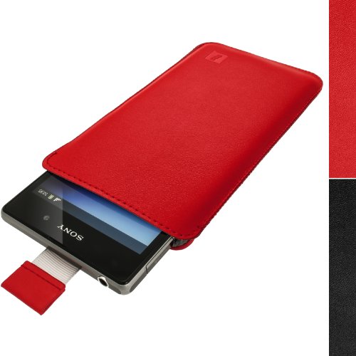 igadgitz Rojo Funda de Piel Carcasa Case Cover para Sony Xperia Z1 Honami C6902 L39H C6903 C6906 C6943 Android Jellybean 4.2 Smartphone