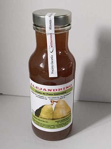 ALEJANDRINO Zumo Natural Pera Limonera 750 cl cien por cien exprimida; Sin aditivos añadidos; sin agua añadida; sin azucares añadidos; apto y producto para veganos y sin gluten. 3 botellas 75 cl.