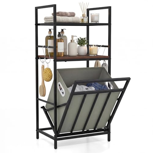Giantex Tilt out Laundry Hamper, Space Saving Bathroom Storage Cabinet