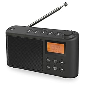 DAB/DAB+ & FM-radio, net- en batterijaangedreven draagbare DAB-radio’s oplaadbare digitale radio met USB-opladen voor 15 uur afspelen (zwart)