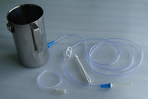 Two Quart Non-Toxic Stainless Steel Enema Bucket Kit, Phthalates & BPA-Free. Reusable