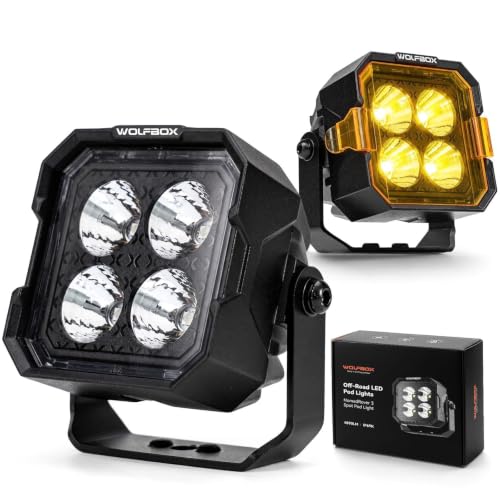 Image of WOLFBOX 3 Inch LED Pods, IP69K Off Road Ditch Lights | True 42w 4890lm, 4 Tactical Covers, 755ft Beam, Enhanced Cooling, Fog Lights, 5-Year Warranty, For Jeep Ford Utv Atv