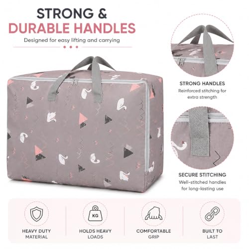 Image of Zollyss Foldable Storage Bag for Clothes & Blankets, 58 x 40 x 23 cm | Large Capacity Oxford Fabric Organizer with Handles & Zipper