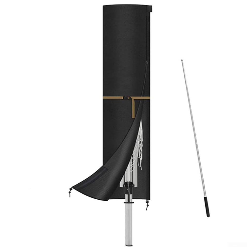 Rotary Clothes Line Cover – Fit For Most 200Cm X 32Cm Dryers – Waterproof Oxford Fabric With PU Coating, UV & Wind Resistant – Includes Telescopic Pole, Zipper & Storage Bag(170*32cm)