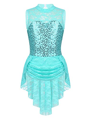 Freebily Girls Sleeveless Lace Sequined Ballet Leotard Skirt Figure Ice Skating Dress Baton