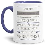 Tassendruck Berufe-Tasse Ich Bin Wirtschaftsinformatiker, ich löse Probleme, die du Nicht verstehst Innen & Henkel Cambridge Blau/Für Ihn/Job/mit Spruch/Kollegen/Arbeit/Geschenk