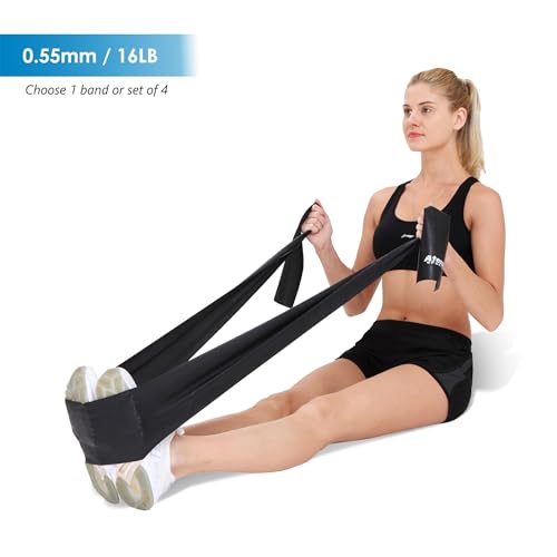Exercise Bands for Physical Therapy | Resistance Band for Fitness, Yoga, Pilates | Long Resistance Bands for Working Out | Elastic Band for Exercise | Stretch Band (Set of 4, 7ft)