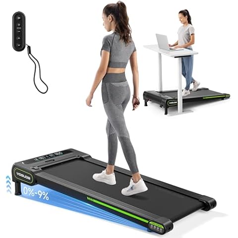 YOSUDA Walking Pad Treadmills with Auto Incline, 9% Incline Tredamills Under Desk with 300LBS Weight Capacity & 3 Adjustable Slopes Cover