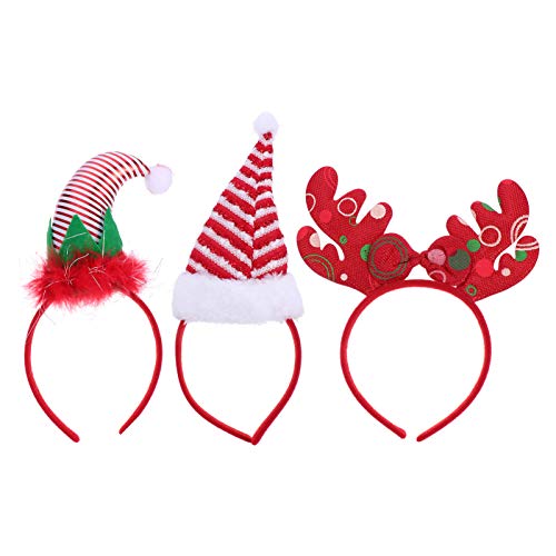 Christmas Reindeer Antlers Headband Headband Christmas Hat Feather Festival Santa Hat, Red, 28x14x1.2cm