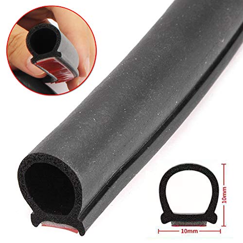 1 x 5 m rubberen afdichting voor autodeur, D-vormig deurafdichting, autodeur, randbescherming (10 x 10 mm) - Afbeelding 3