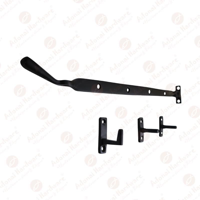 Adonai Hardware 13" "Jerahmeel Iron Heavy Duty Window Latch Lock Casement Stay, Easy to Install, Window Hardware Accessories Fittings (Supplied as 12 Pieces per Pack) - Black Powder Coated