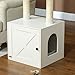 PawHut Cat Tree with Litter Box Enclosure, 2-in-1 Cat Tower with Bed, Climbing Platforms, Scratching Posts, Modern Pet Furniture for Indoor Kittens, White