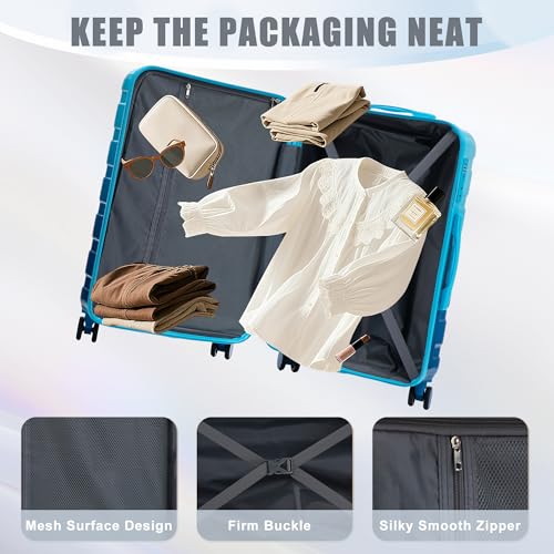 Image of 3 Luggage Sets, ABS Hardshell Suitcase Spinner Wheels with Lock