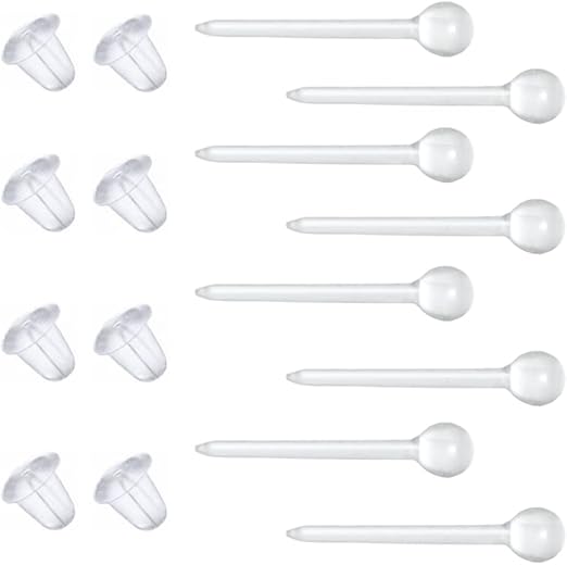 Clear Earrings for Sports,300 Pairs Clear Earring Pins and Earring Backs