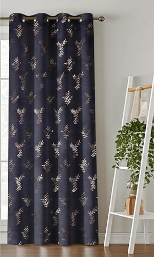 Image of Curtains 9 Feet Long for Living Room - Long Door 9ft Curtains Set 1 Pcs Panel, Velvet Blackout & Stylish Parda for Home Decor & Office Room Darkening | Blue Colour 9 feet (48 x 108 Inch) - 1 Pcs