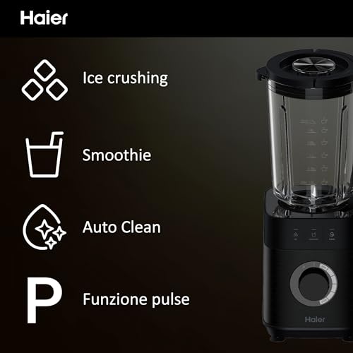 Haier I-Master Series 5 Frullatore I-Master Serie 5 Obsidian grey, 6 lame in acciaio inox, Caraffa in vetro da 2 L, 3 programmi preimpostati, Personal Ju