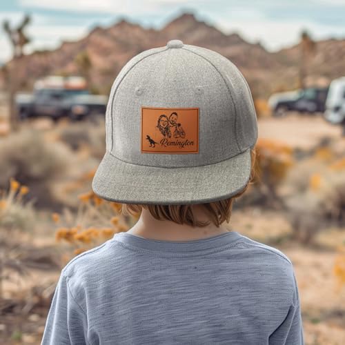 Personalized Kid Engraved Photo Baseball Cap: Custom Gray-Black Sun Hat - Adjustable Snapback Trucker Caps for Child2