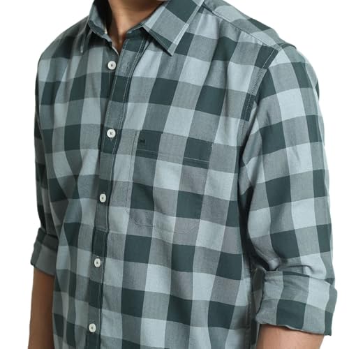 Image of BASICS 100% Cotton Checked Shirt for Men | Slim Fit | Everyday Smart Casual Wear | Full Sleeve