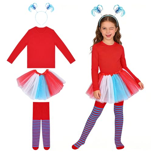 Disfraz completo tutu de tul para niñas azul y rojo miniatura 1