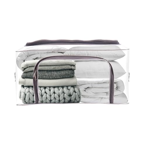Image of JD FRESH 5 Pcs 52L Transparent Storage Bags with Handles /Foldable Storage box for Clothes /Under Bed Storage Organizer Box with Zippers /Wardrobe Organizer for Storage /Organiser for Blanket /Bedsheet