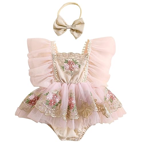 Image of Mubineo Baby Girl Summer Clothes Lace Romper Skirt Dress Princess Outfits Sleeveless Flower Newborn Outfit