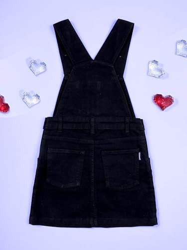 Image of KiddoPanti Girls Solid A-Line Fit Pinafore 5 Pocket Denim Dungaree Skirt