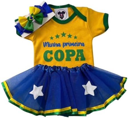 Body Bebe Menina - Brasil Copa + Acessórios - Escolher Modelo - T...