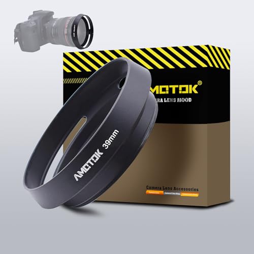 Sombrilla para lente de cámara de 39 mm, compatible con todas las marcas de lentes con rosca de filtro de 39 mm, fabricada en aluminio CNC hueco miniatura 1