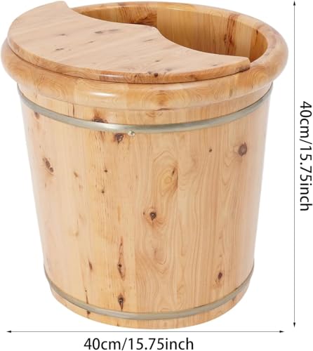 Cubo de Madera para Spa de Pies 40cm con Tapa y Banqueta miniatura 2