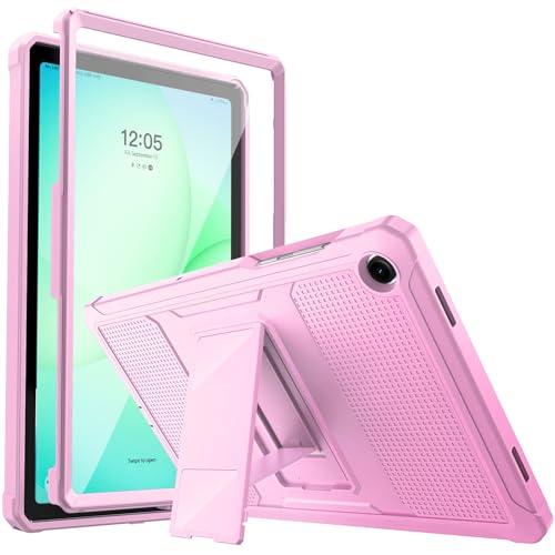 MoKo Funda para Galaxy Tab A11+ Plus/A9+ 11 Pulgadas 2025/2023 - Shockproof Híbrido Resistente Smart Cover Case para Choque con Protector de Pantalla Incorporado, Flor Rosa