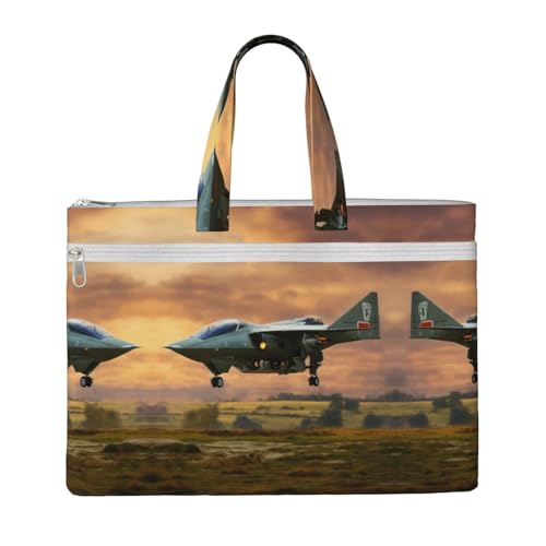 Aircraft Fighter Jets Canvas Document Bag Briefcase For Professionals And Executives