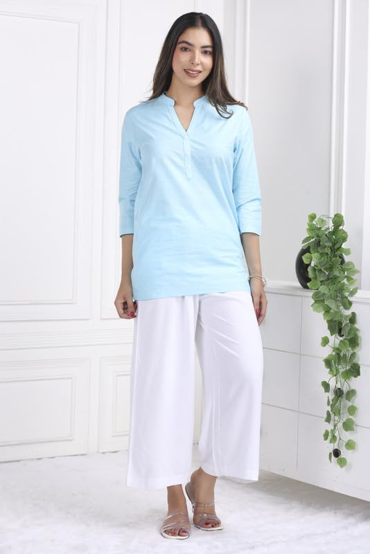 Image of Mlada Rayon Palazzo Pants for Women | Palazzo Pant for Women | Palazzo for Office Wear | Mid Rise Palazzo Pants | Regular Fit Palazzo Pants for Women | Relaxed Palazzo Pants | Solid Palazzo Pants