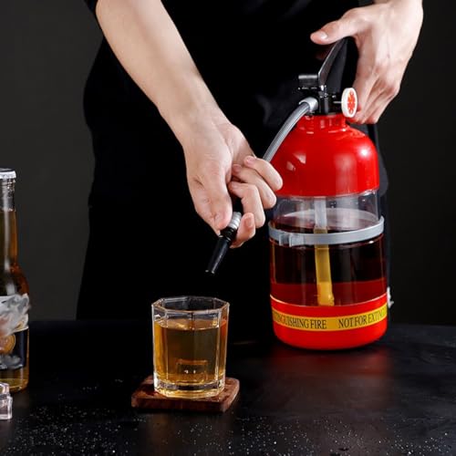 QUHUOYAO 1,5 l Likörspender, Bierspender, Getränkespender mit Ausgießer, Wasserkrugspender, Weinpumpe, Likör, Alkohol, Bierspender, Barzubehör (rot)